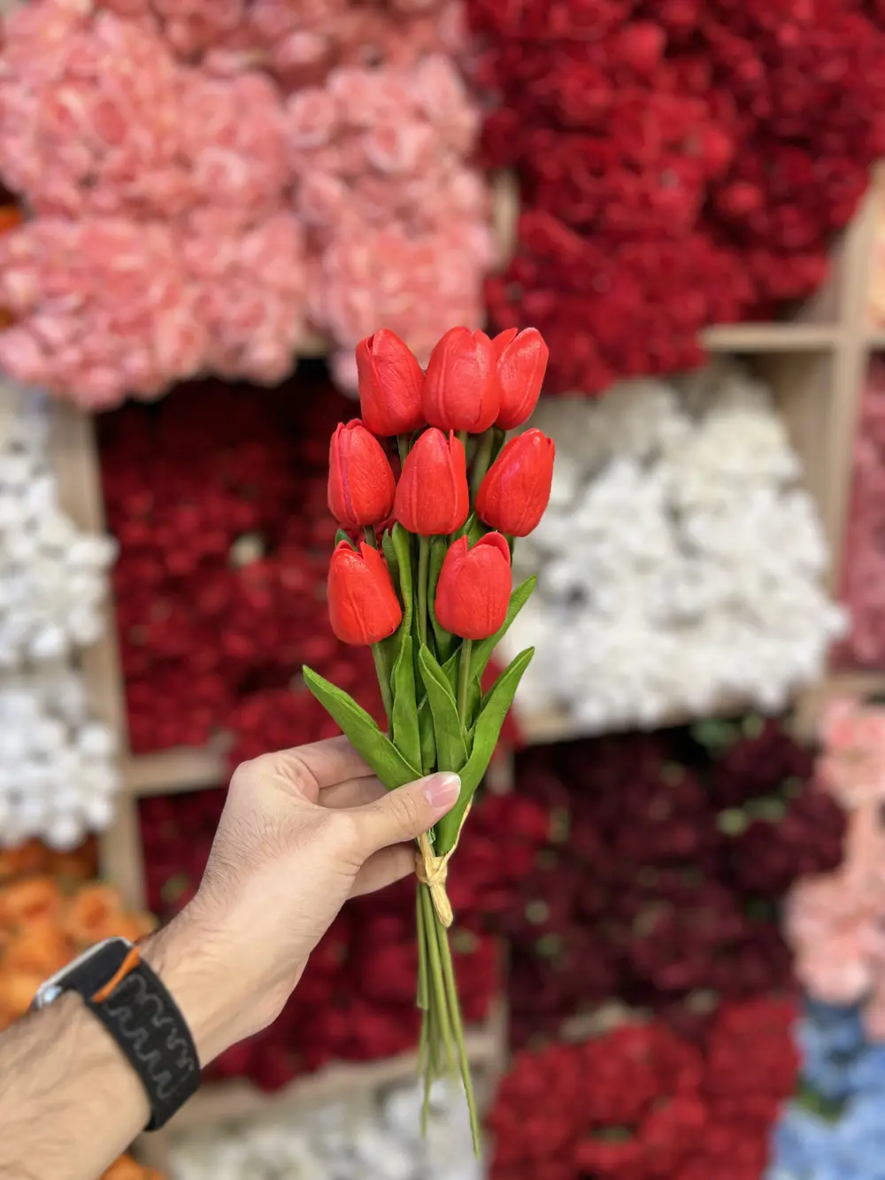 توليب احمر ٨ وردات 